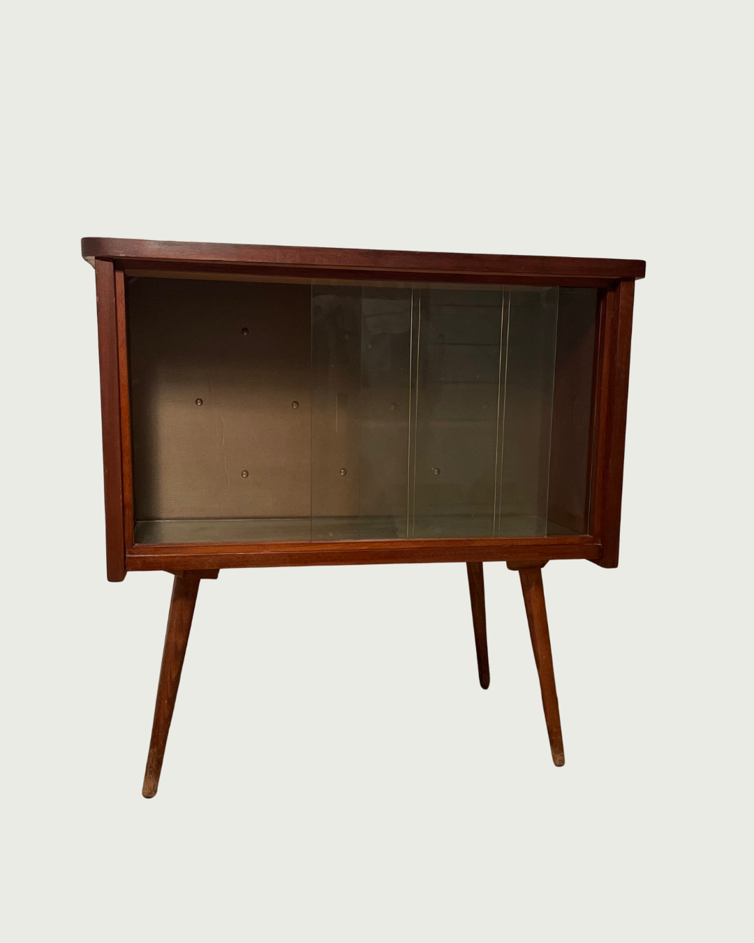 Vintage liqueur and TV cabinet with mirror base and backlight