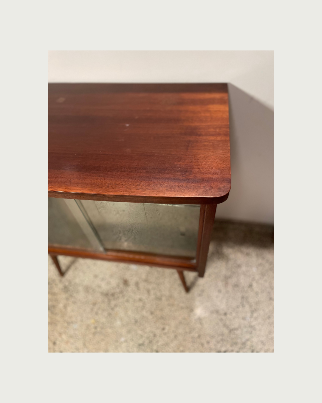 Vintage liqueur and TV cabinet with mirror base and backlight