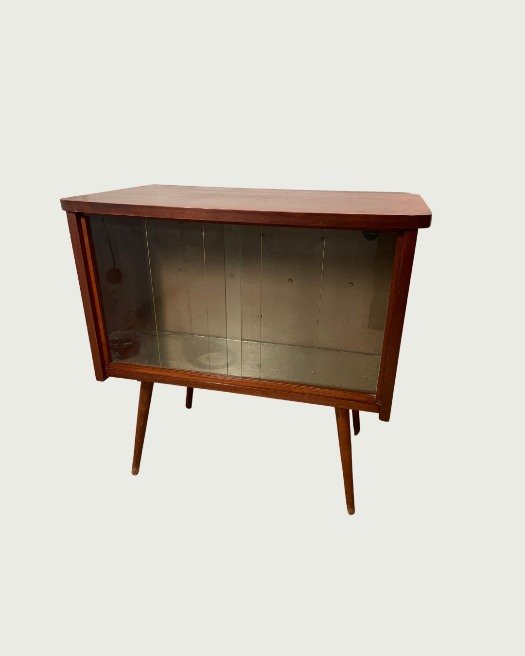 Vintage liqueur and TV cabinet with mirror base and backlight