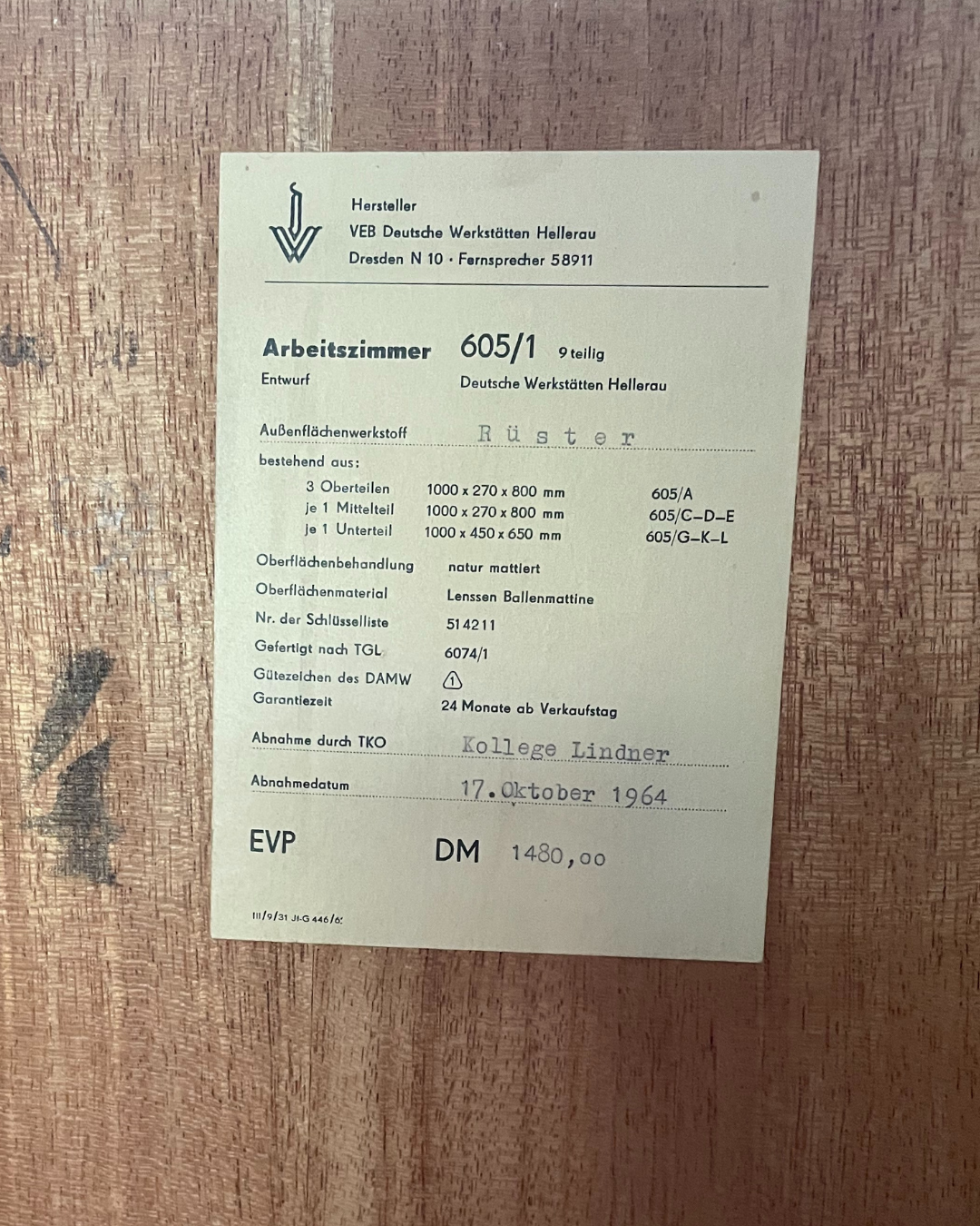 Desk from the 60s - Deutsche Werkstätten Hellerau