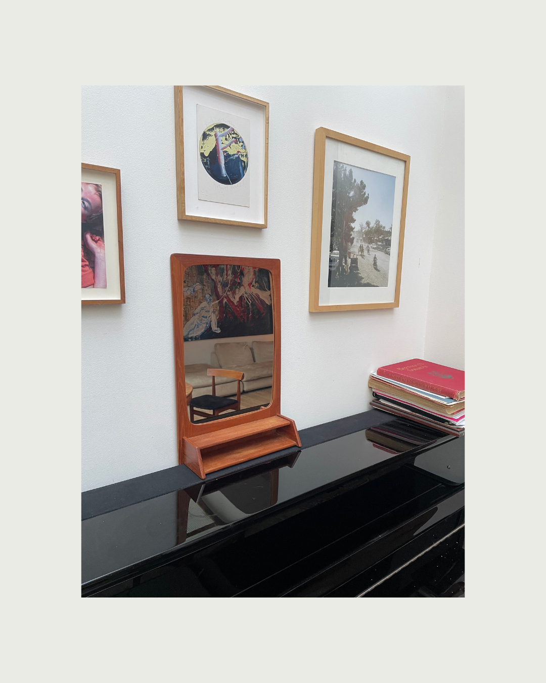 Small Danish teak mirror 1960