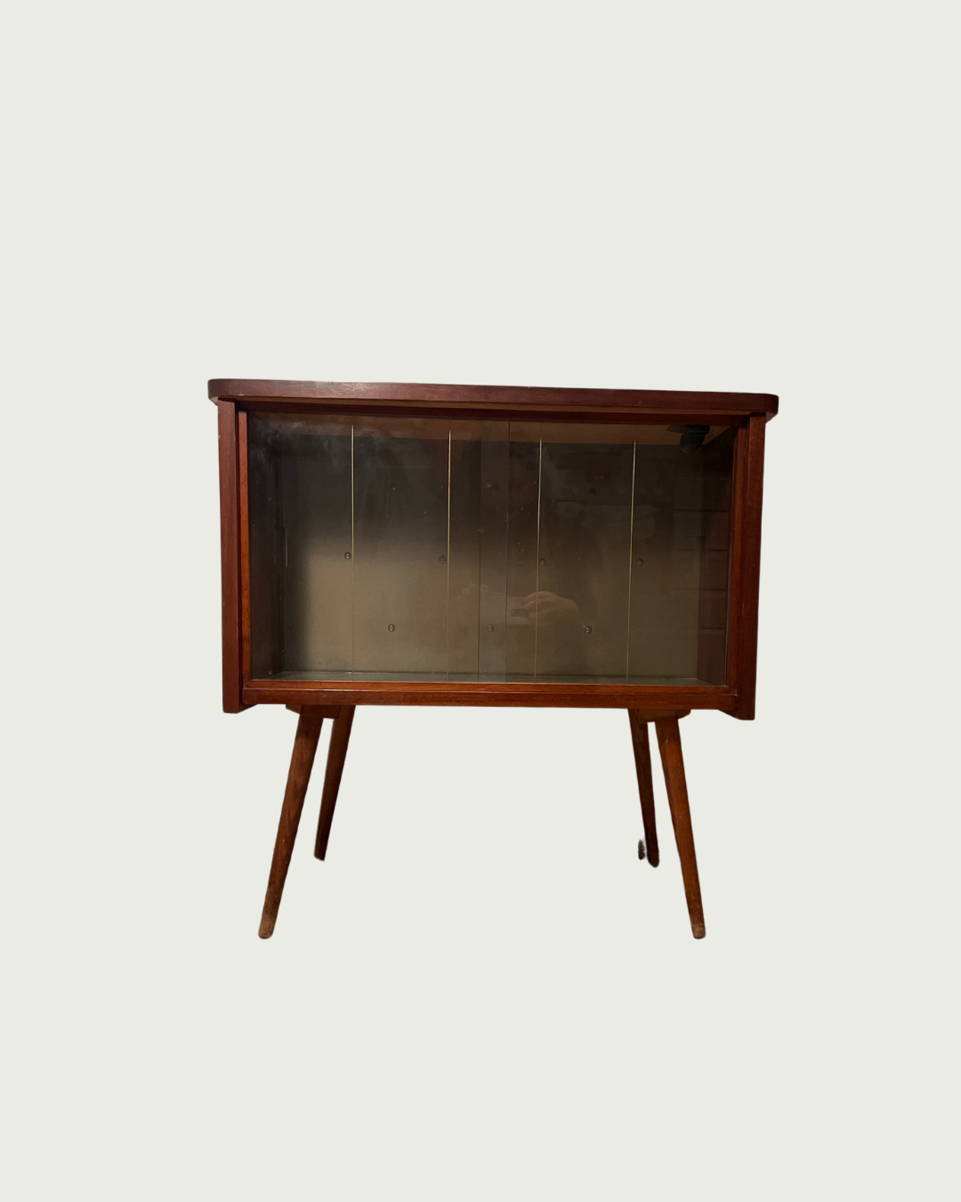 Vintage liqueur and TV cabinet with mirror base and backlight