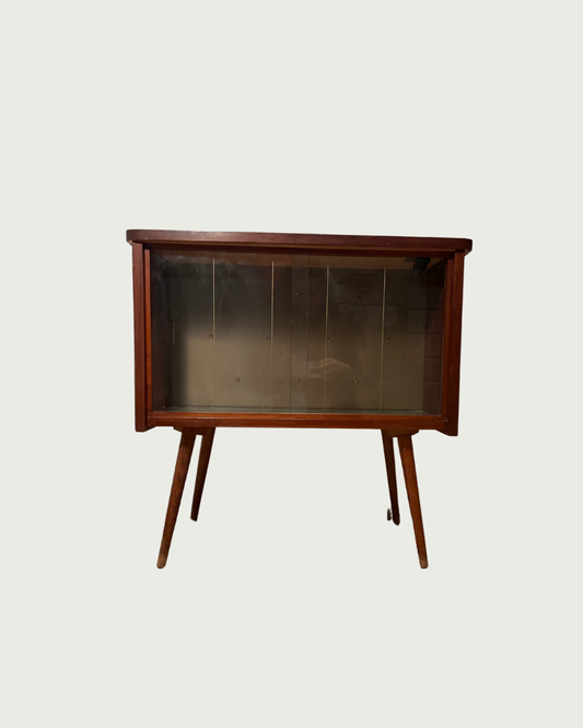 Vintage liqueur and TV cabinet with mirror base and backlight