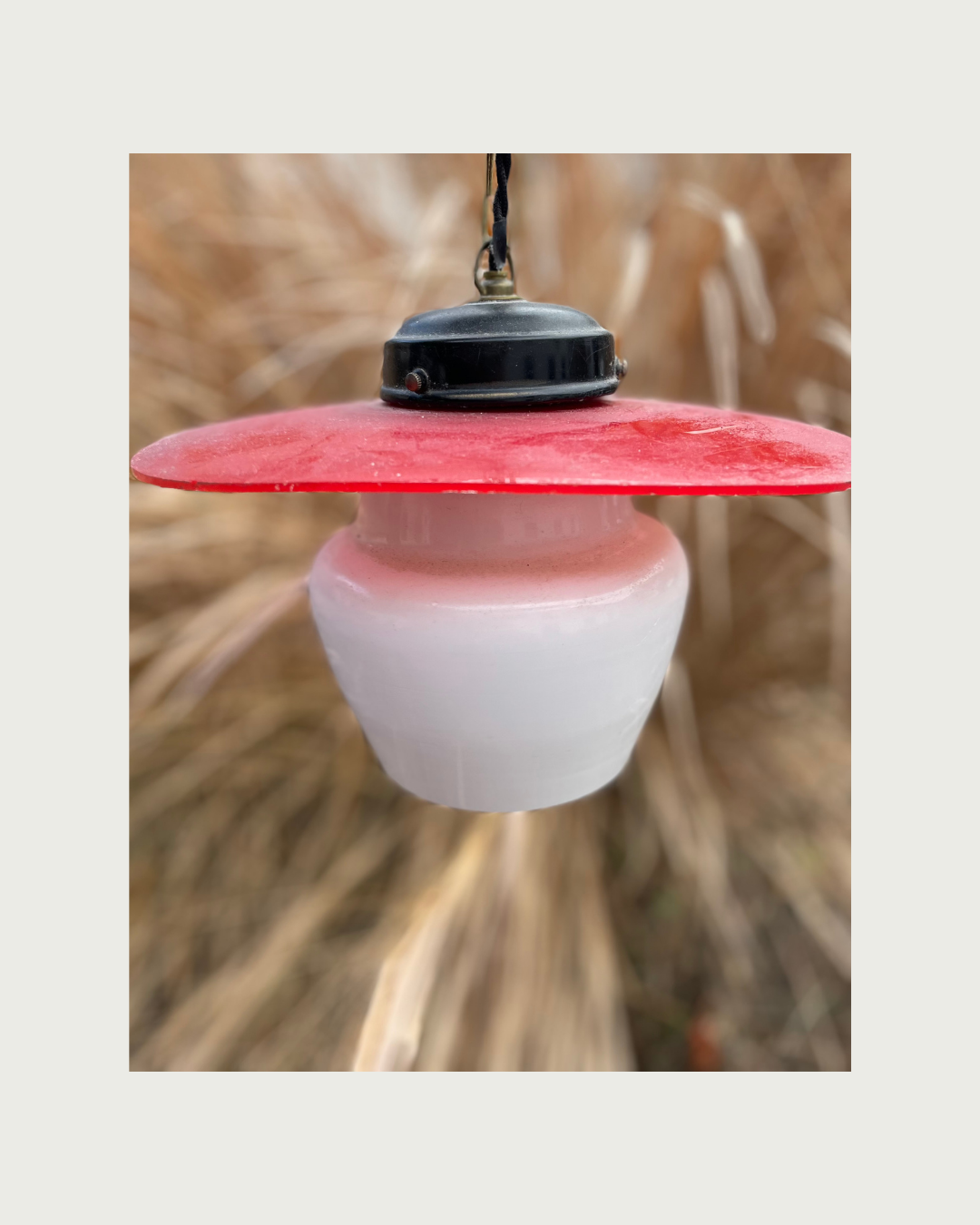 A vintage glass lamp from the 1940s