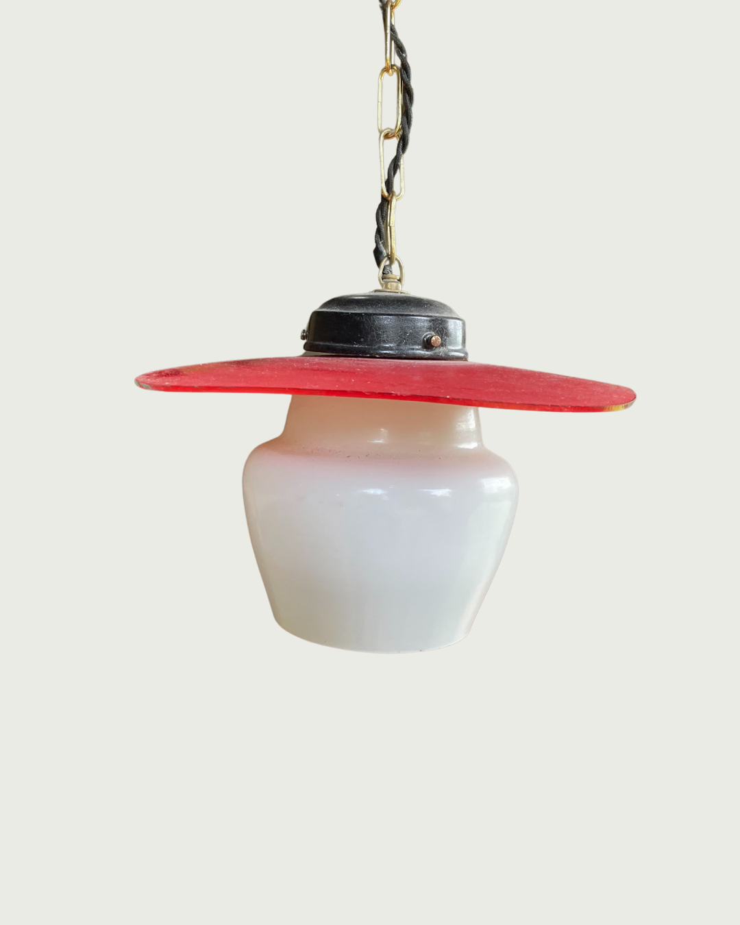 A vintage glass lamp from the 1940s