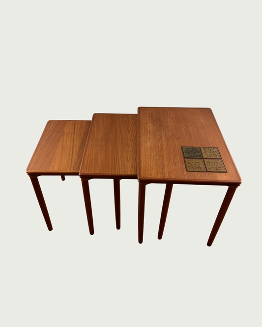 Danish 3-piece Coffee Table with ceramic design