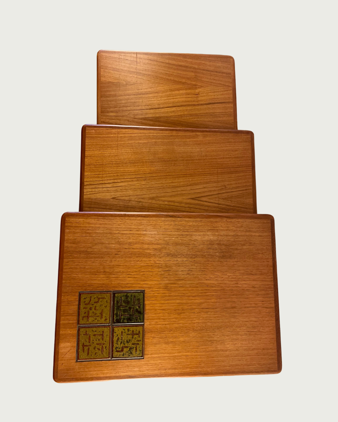 Danish 3-piece Coffee Table with ceramic design